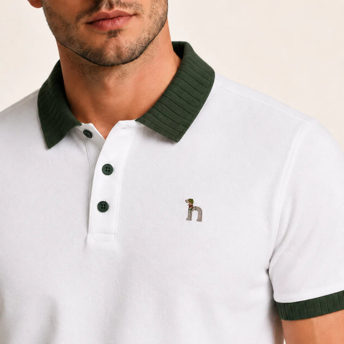 Rib-Collar Cotton Polo